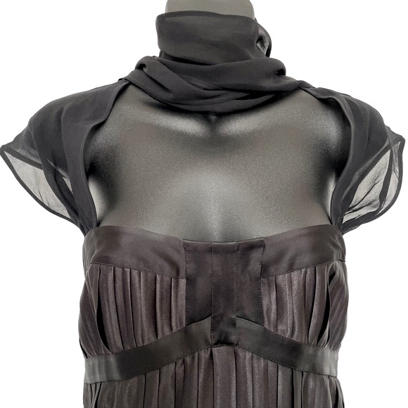 La Perla Black Silk Blend Accordion Pleated Cocktail Evening Gown Size 42 (US 6) - Picture 12 of 15